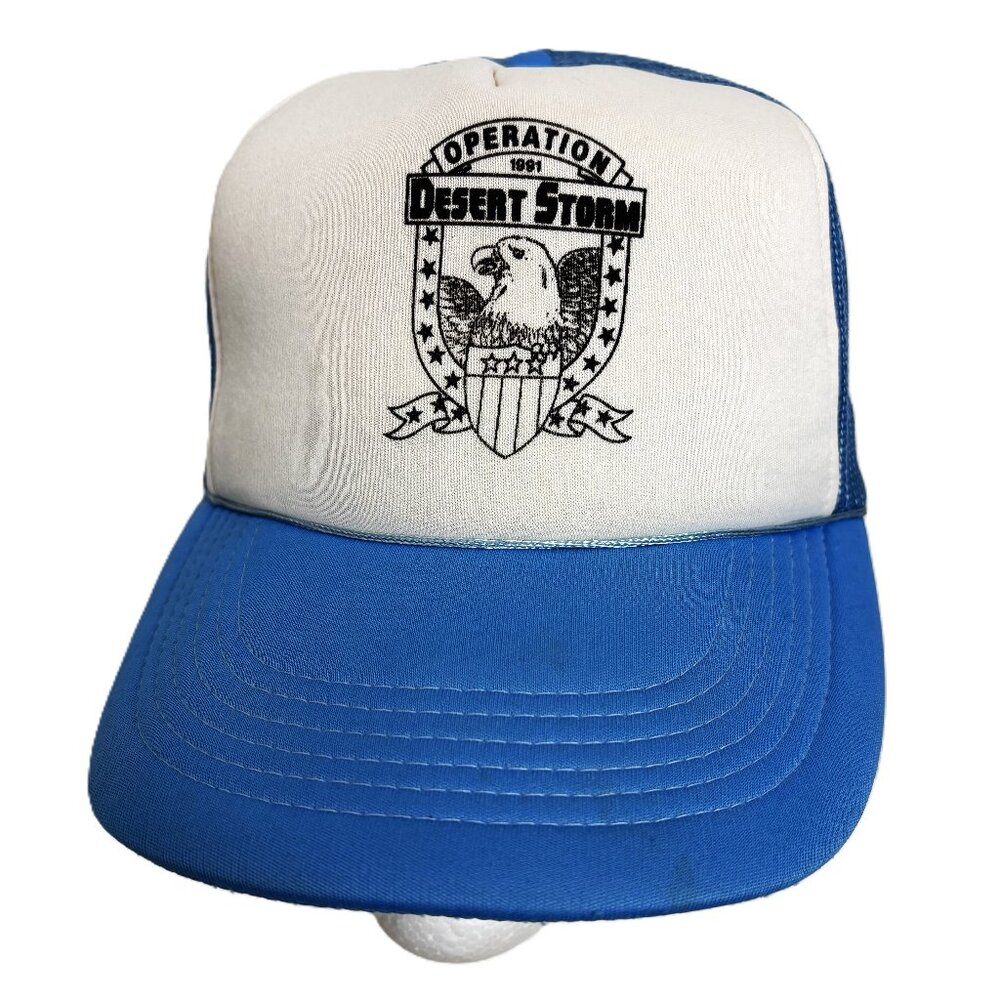Snapback Trucker Hat Operation Desert Storm Mesh foam Cap Vtg